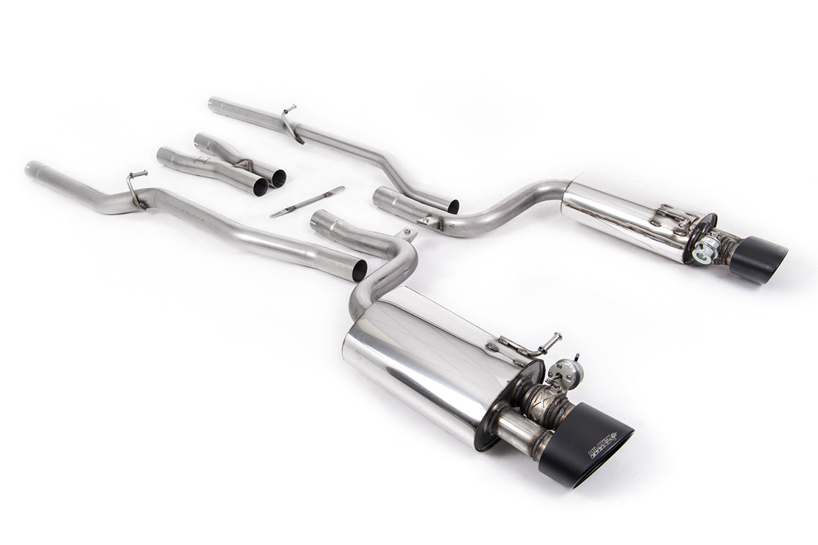 Milltek Valved Non-Resonated Cat-Back Exhaust | Audi B7 RS4 - Cerakote Black Tips