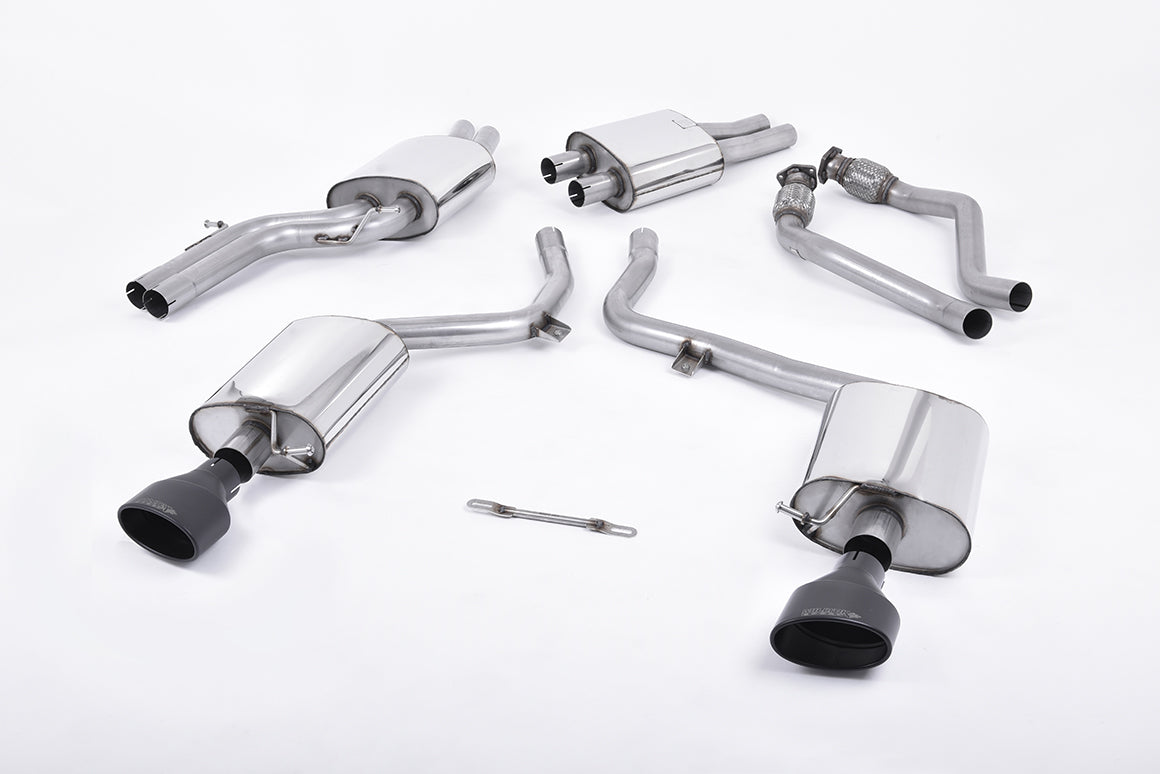 Milltek Resonated Cat-Back Exhaust | Audi B8 S4 V6 - Cerakote Black Tips
