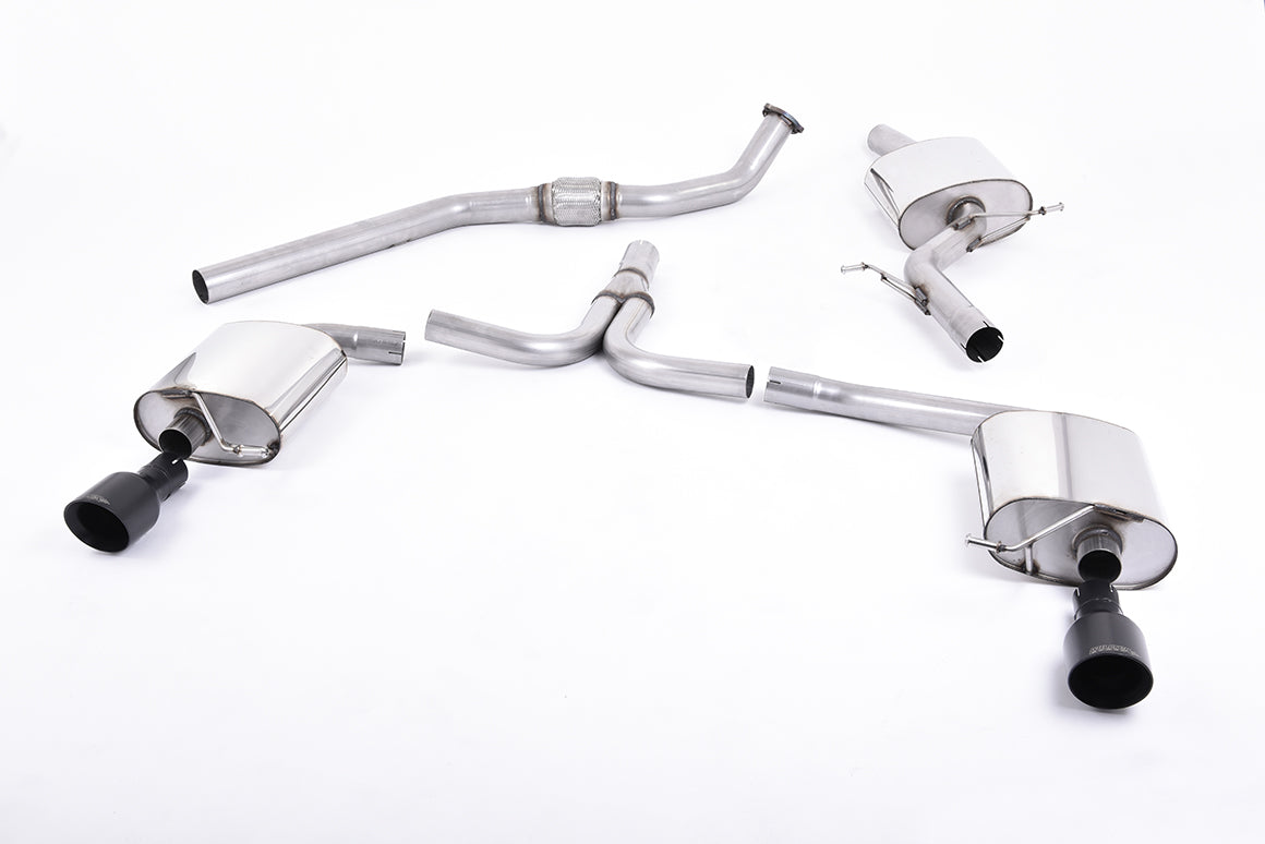 Milltek Resonated Cat-Back Exhaust | Audi B8 A4 A5 2.0 TFSI - Cerakote Black Tips