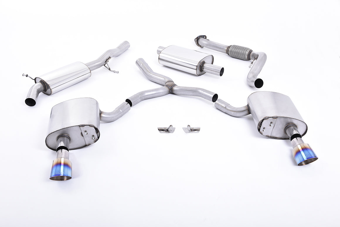 Milltek Resonated Cat-Back Exhaust | Audi B9 A4 2.0 TFSI Quattro - Burnt Titanium Tips