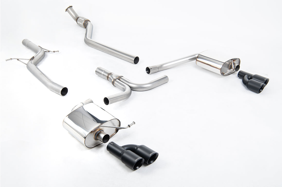 Milltek Non-Resonated Cat-Back Exhaust | Audi B8 A4 2.0 TFSI - Cerakote Black Tips