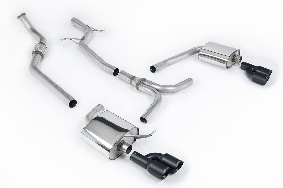 Milltek Non-Resonated Cat-Back Exhaust | Audi B8 A4 2.0 TFSI - Cerakote Black Tips