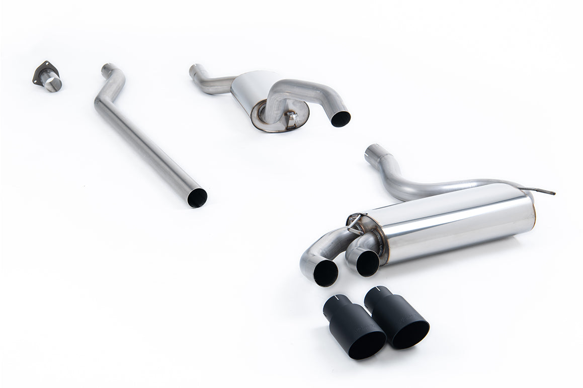 Milltek Resonated Downpipe-Back Exhaust | Audi UR Quattro 20V - Cerakote Black Tips