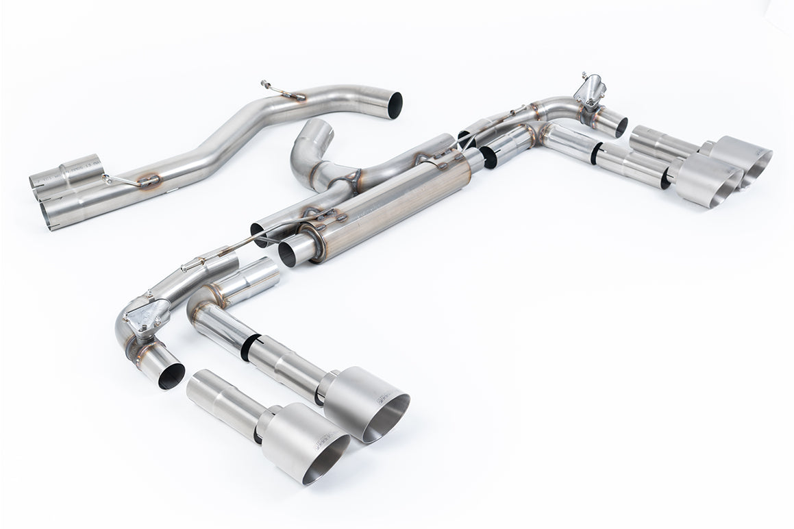 Milltek 80mm Non-Resonated Race Cat-Back Exhaust | Audi S3 8Y - Brushed Titanium Tips