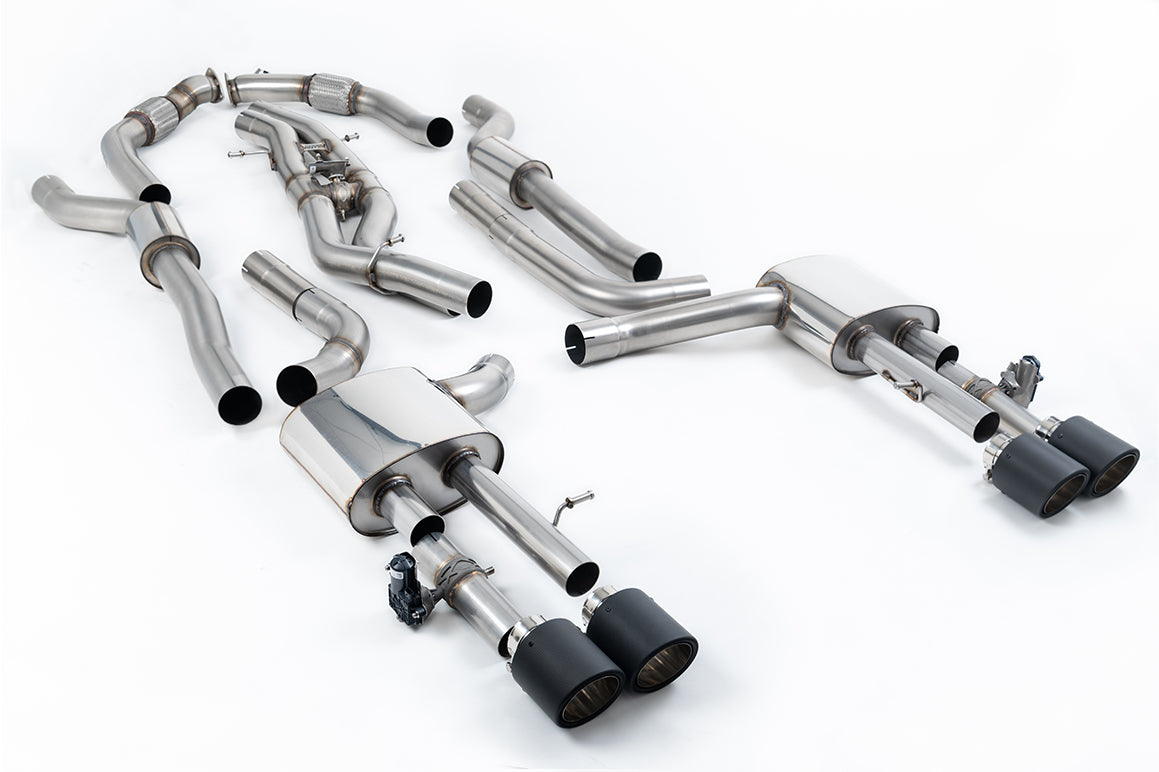 Milltek 80mm Resonated Cat-Back Exhaust | Audi S8 D5 - Carbon Fibre Tips