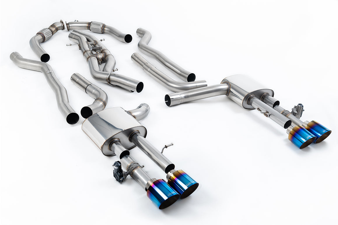 Milltek 80mm Non-Resonated Cat-Back Exhaust | Audi S8 D5 - Burnt Titanium Tips