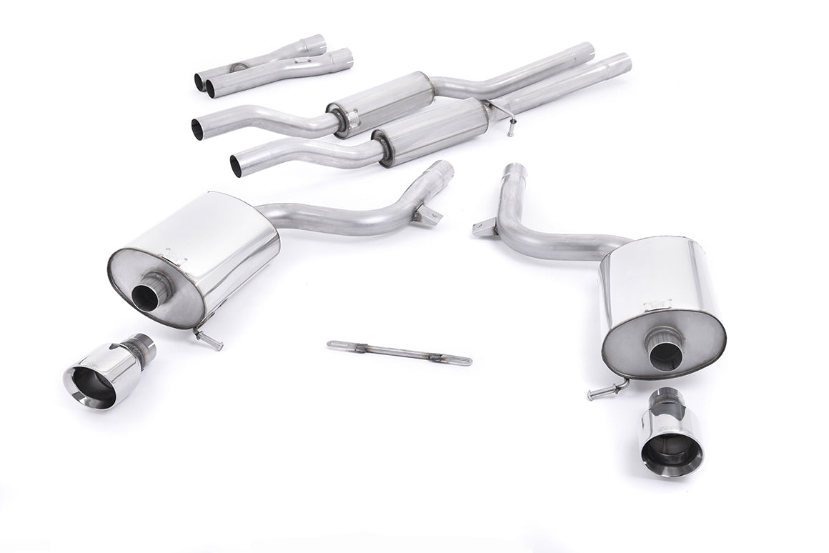Milltek Resonated Cat-Back Exhaust | Audi B6 A4 V6 S4 V8 - Polished GT Tips