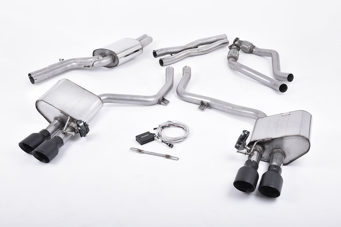 Milltek Valved Cat-Back Exhaust | Audi B8.5 S4 S5 - Cerakote Black Tips