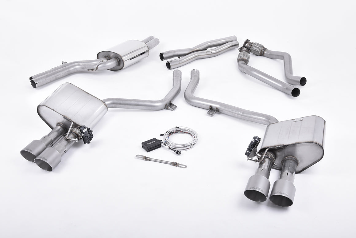 Milltek Valved Cat-Back Exhaust | Audi B8.5 S4 S5 - Brushed Titanium Tips