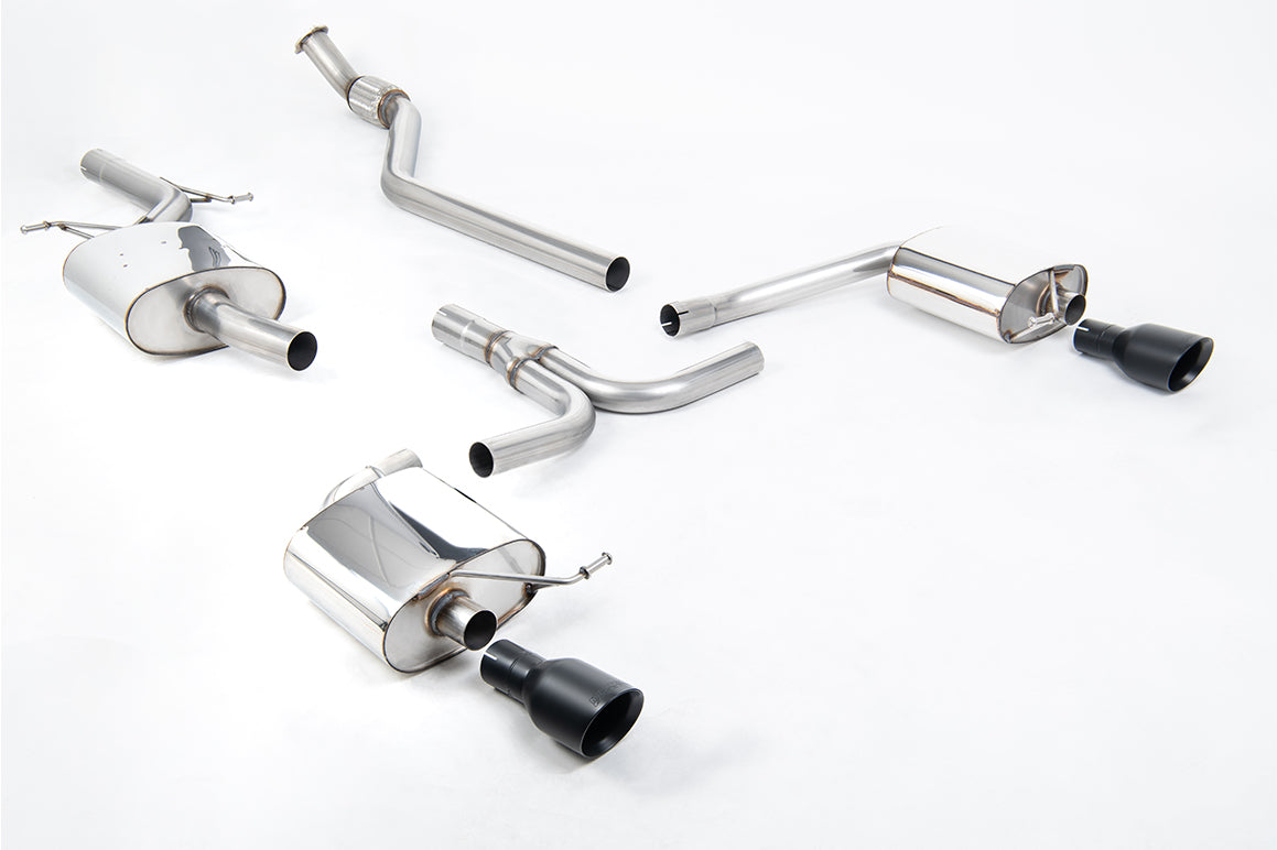 Milltek Resonated Cat-Back Exhaust | Audi B8 A4 2.0 TFSI - Cerakote Black Tips