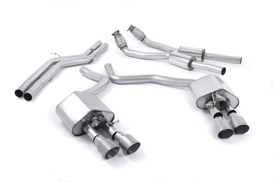 Milltek Non-Resonated Cat-Back Exhaust | Audi C7 S6 S7 - Brushed Titanium Tips