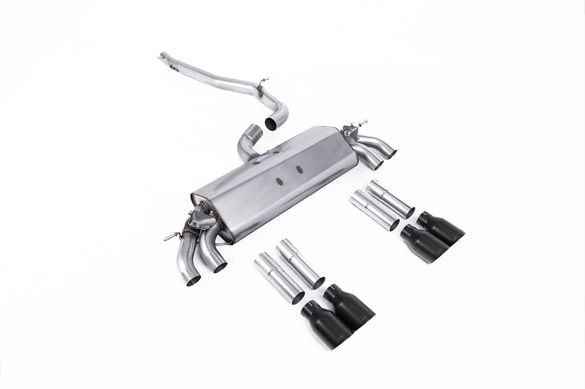 Milltek Non-Resonated Cat-Back Exhaust | Audi S3 8V.2 - Cerakote Black Tips