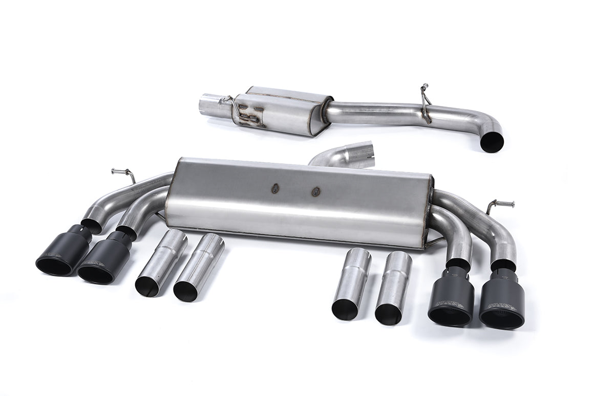 Milltek Resonated Race Cat-Back Exhaust | Audi S3 8V - Cerakote Black Tips