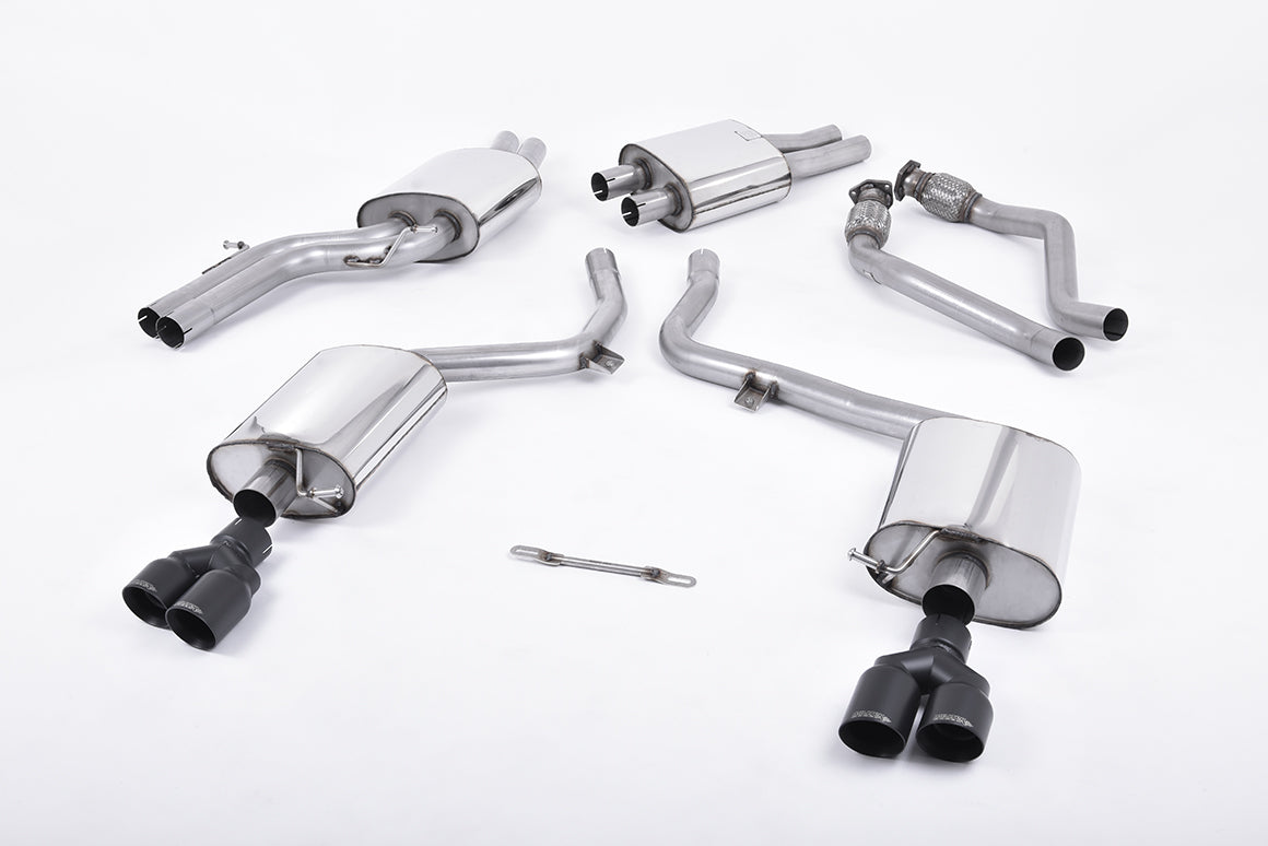 Milltek Resonated Cat-Back Exhaust | Audi B8 S4 V6 - Cerakote Black Tips
