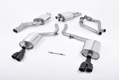 Milltek Resonated Cat-Back Exhaust | Audi B8 S4 V6 - Cerakote Black Tips
