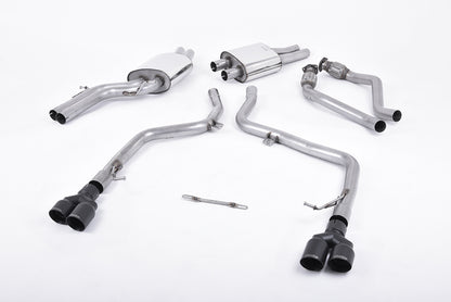 Milltek Race Cat-Back Exhaust | Audi B8 S4 V6 - Cerakote Black Tips