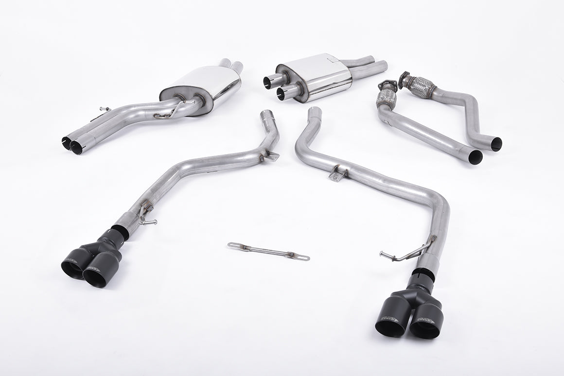 Milltek Race Non-Resonated Cat-Back Exhaust | Audi B8 S5 - Cerakote Black Tips