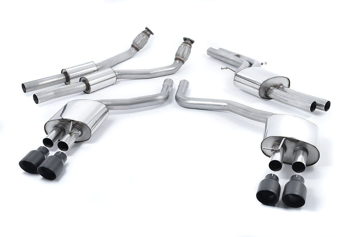 Milltek Resonated Cat-Back Exhaust | Audi C7 S6 S7 - Cerakote Black Tips