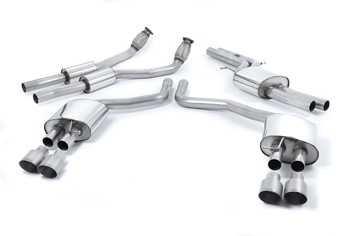 Milltek Resonated Cat-Back Exhaust | Audi C7 S6 S7 - Brushed Titanium Tips