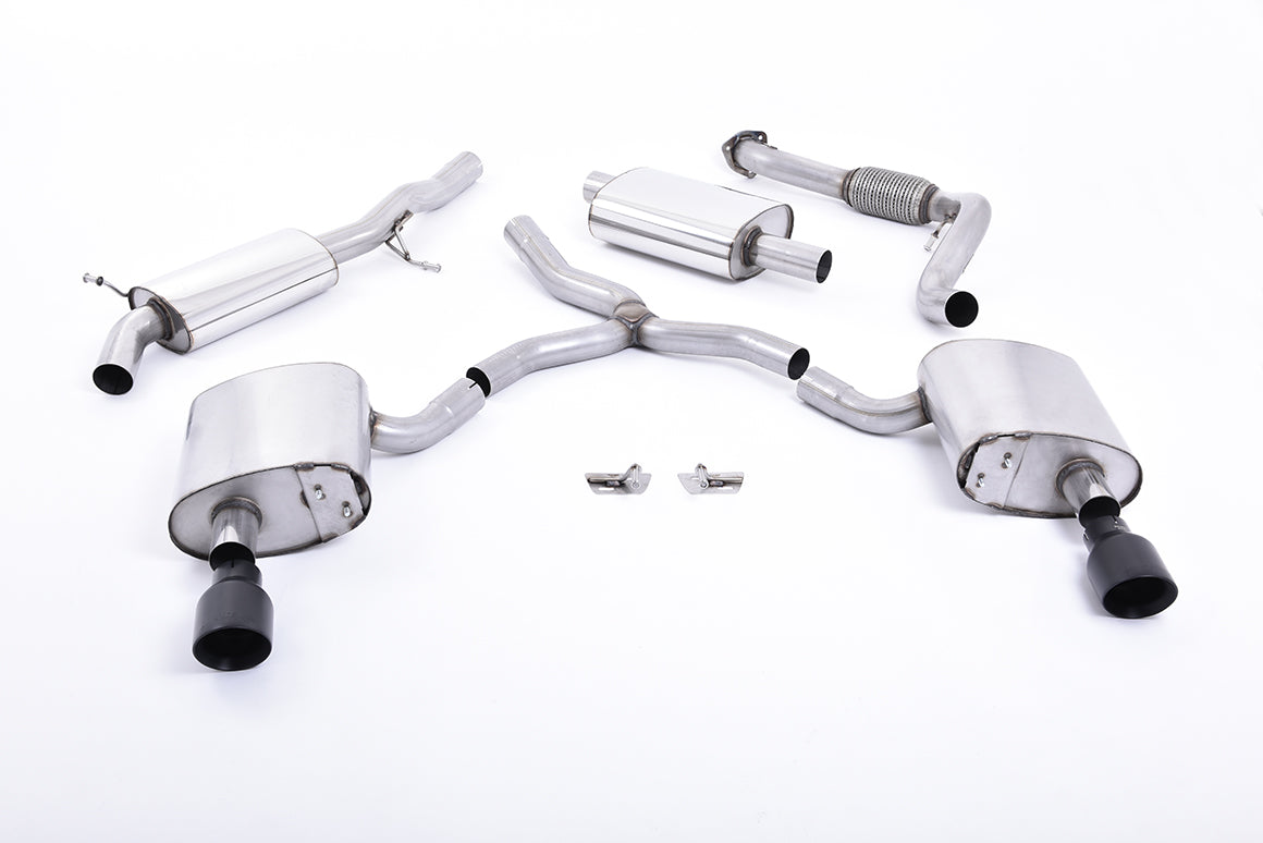 Milltek Resonated Cat-Back Exhaust | Audi B9 A4 2.0 TFSI Quattro - Cerakote Black Tips