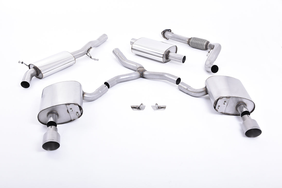 Milltek Resonated Cat-Back Exhaust | Audi B9 A4 2.0 TFSI - Brushed Titanium Tips