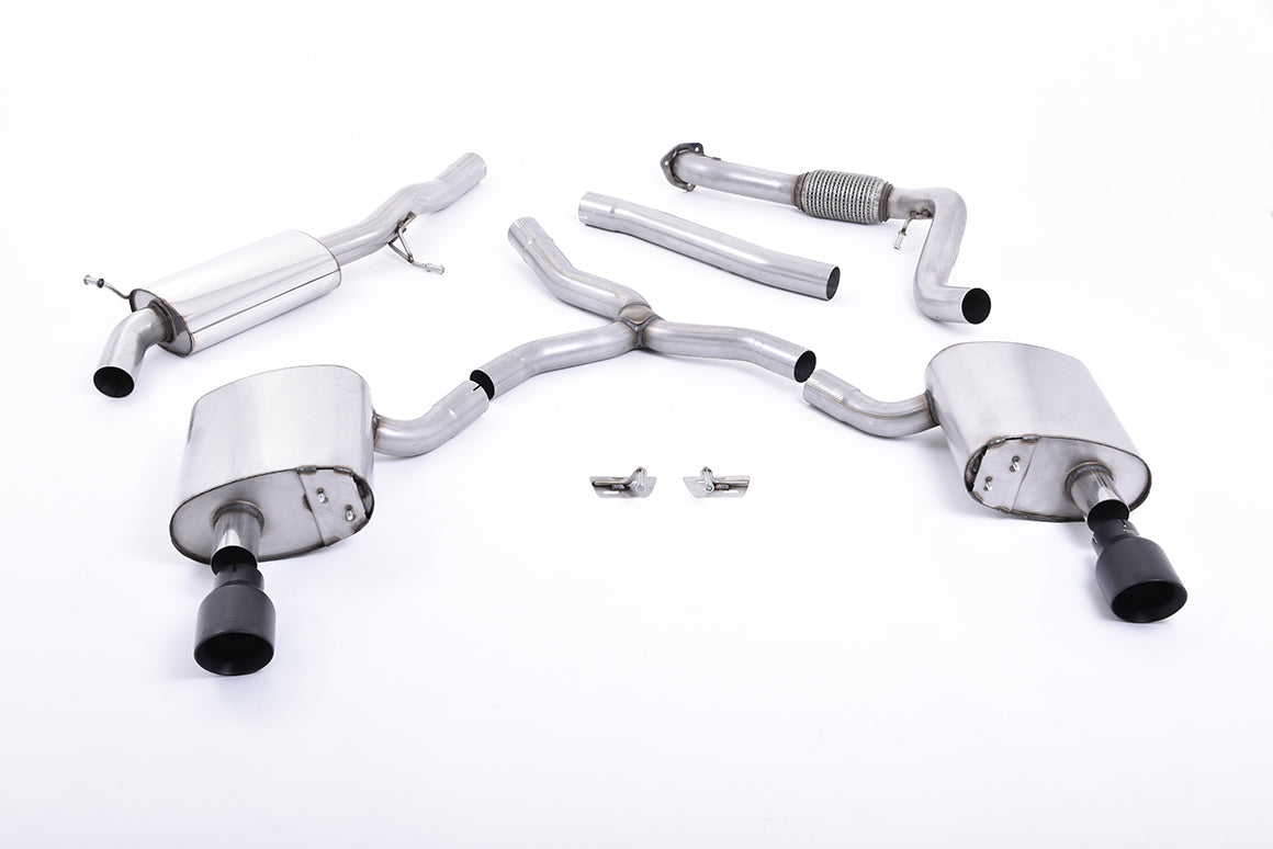 Milltek Road+ Cat-Back Exhaust | Audi B9 A4 2.0 TFSI Quattro - Cerakote Black Tips