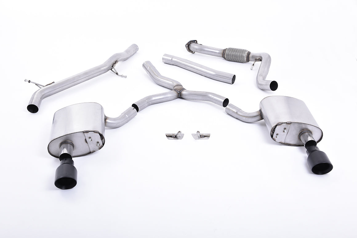 Milltek Non-Resonated Cat-Back Exhaust | Audi B9 A4 2.0 TFSI - Cerakote Black Tips