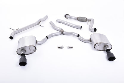 Milltek Non-Resonated Cat-Back Exhaust | Audi B9 A4 2.0 TFSI - Cerakote Black Tips