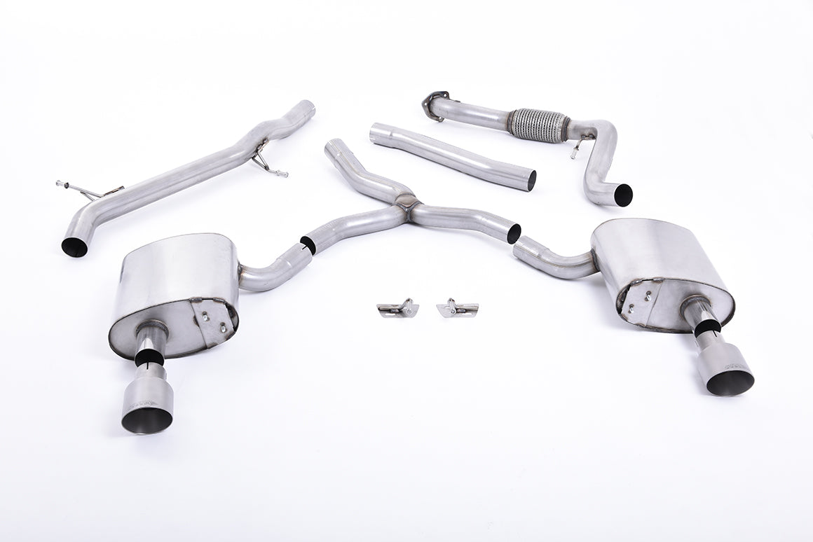 Milltek Non-Resonated Cat-Back Exhaust | Audi B9 A4 2.0 TFSI - Brushed Titanium Tips
