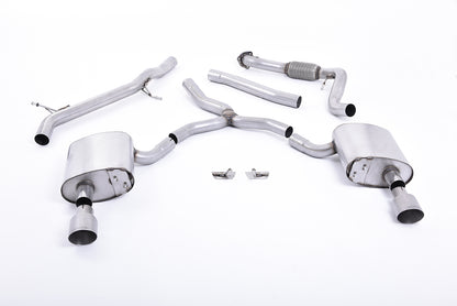 Milltek Non-Resonated Cat-Back Exhaust | Audi B9 A4 2.0 TFSI - Brushed Titanium Tips
