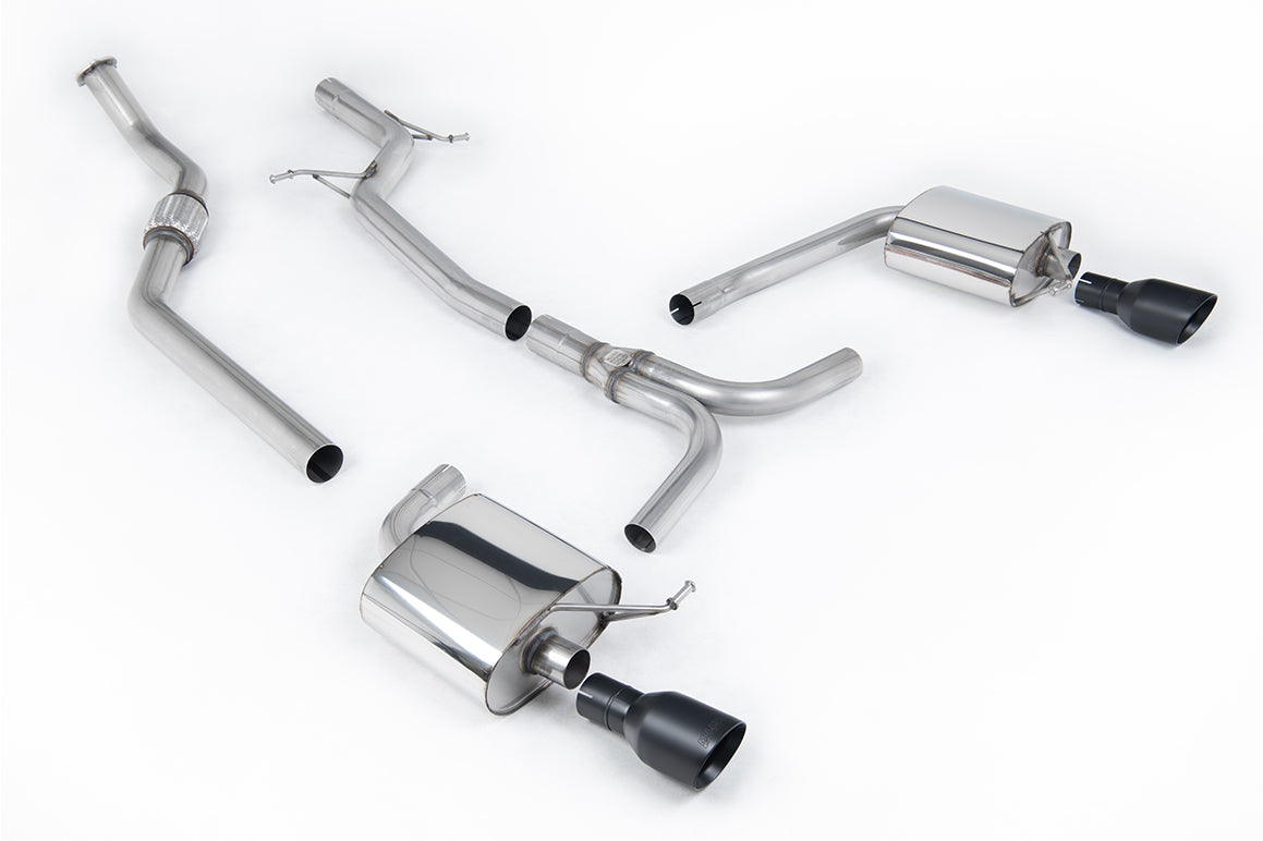 Milltek Non-Resonated Cat-Back Exhaust | Audi B8 A4 2.0 TFSI - Cerakote Black Tips