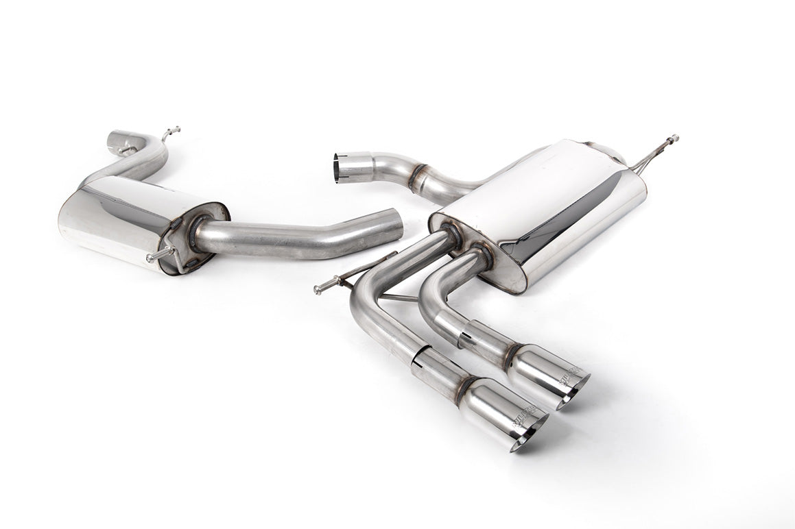 Milltek Resonated Cat-Back Exhaust | Audi A3 2.0T FSI - Smaller Volume Rear Silencer and GT-80 Polished Tips