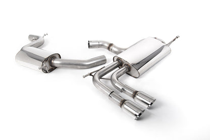 Milltek Resonated Cat-Back Exhaust | Audi A3 2.0T FSI - Smaller Volume Rear Silencer and GT-80 Polished Tips