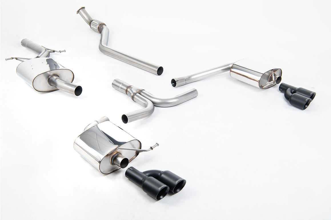 Milltek Resonated Cat-Back Exhaust | Audi B8 A4 2.0 TFSI - Cerakote Black Tips