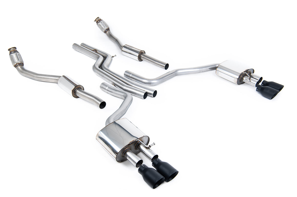 Milltek Non-Resonated Cat-Back Exhaust | Audi C7 S6 S7 - Cerakote Black Tips
