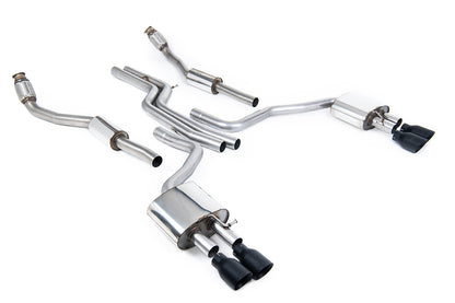 Milltek Non-Resonated Cat-Back Exhaust | Audi C7 S6 S7 - Cerakote Black Tips
