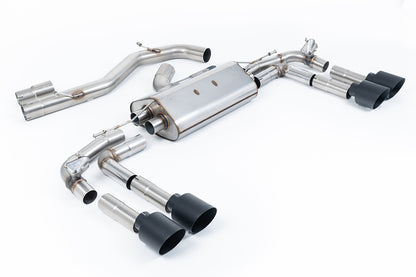 Milltek 80mm Road+ Cat-Back Exhaust | Audi S3 8Y - Cerakote Black Tips