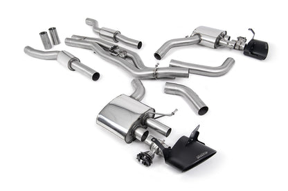 Milltek 80mm Resonated Cat-Back Exhaust | Audi C8 RS6 RS7 - Cerakote Black Tips
