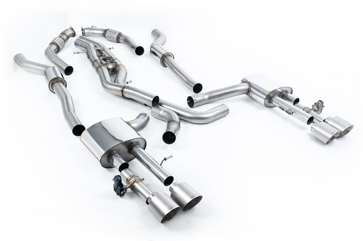 Milltek 80mm Resonated OPF-Back Exhaust | Audi D5 S8 V8 - Brushed Titanium Tips