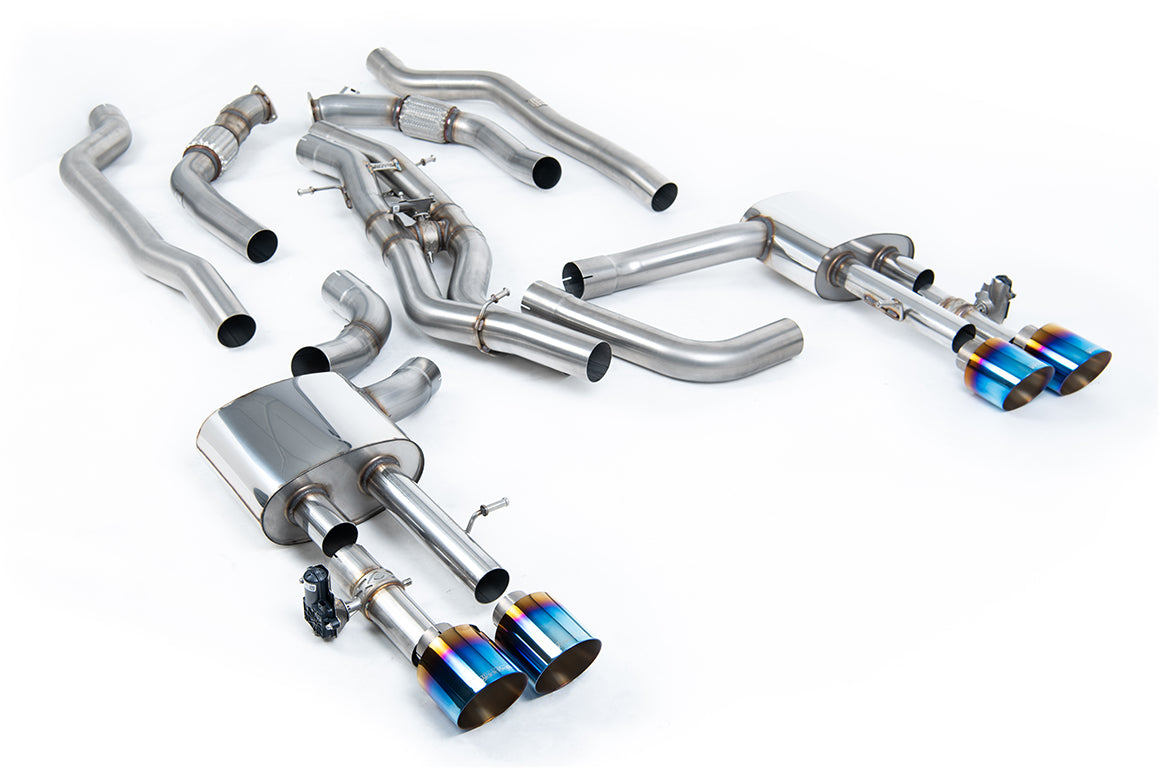 Milltek 80mm Non-Resonated OPF-Back Exhaust | Audi D5 S8 - Burnt Titanium Tips