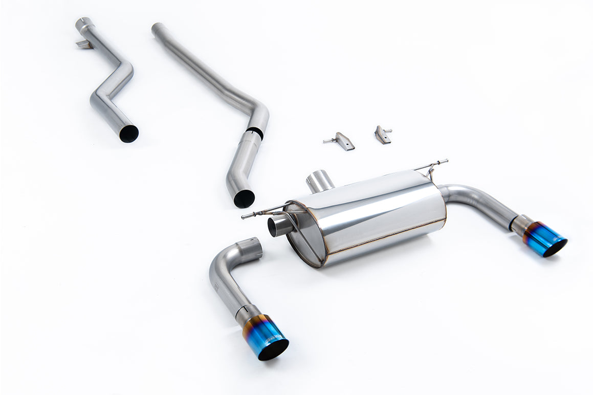 Milltek Non-Resonated Race Cat-Back Exhaust | BMW F30 320i M Sport - Burnt Titanium Tips