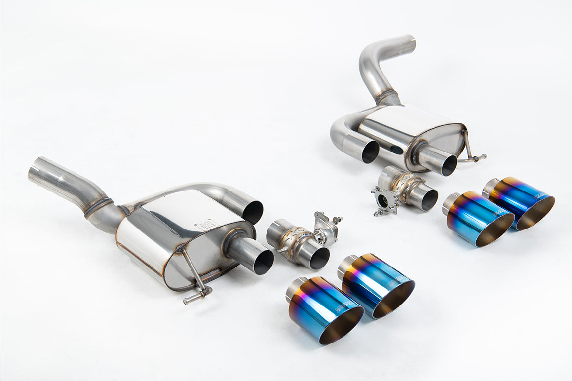 Milltek Valved Rear Silencer | Porsche Macan 2.9 GTS Turbo - Burnt/Blue Titanium Tips