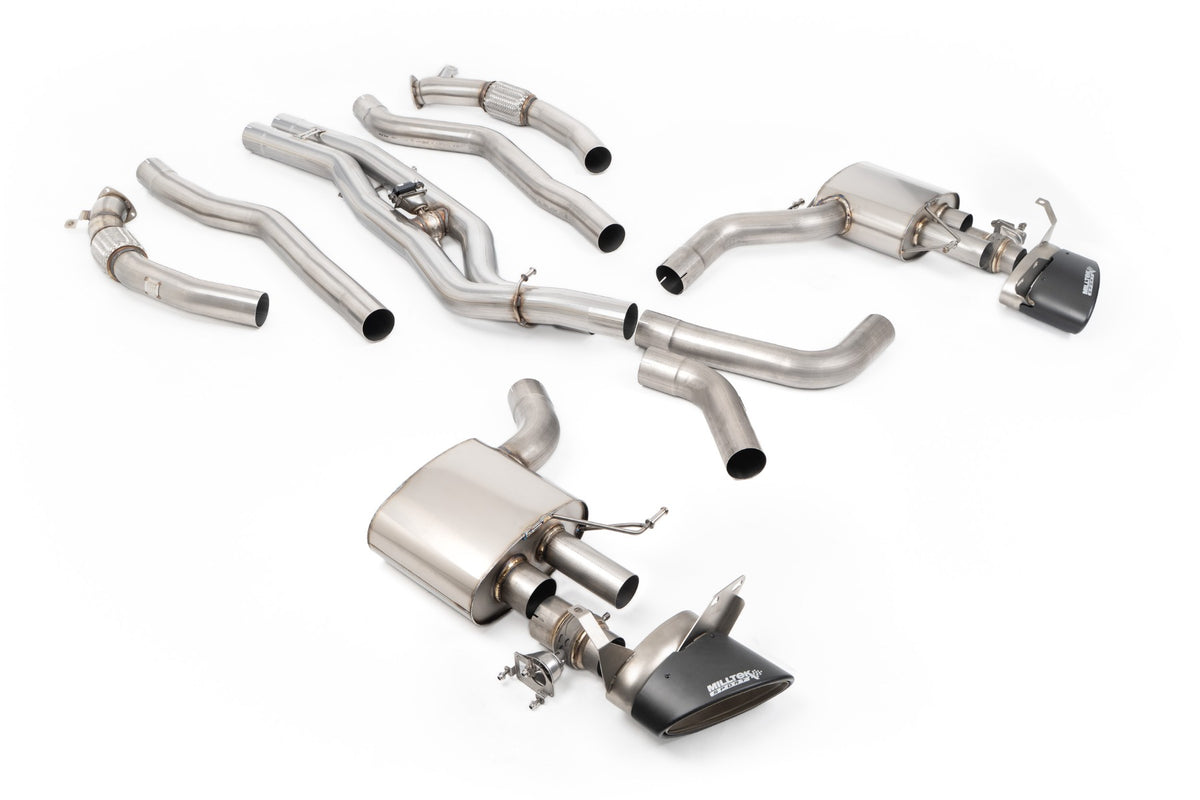 Milltek 80mm Non-Resonated Signature Series Axle-Back Exhaust | Audi RS6 RS7 C8 - Carbon Oval Tips