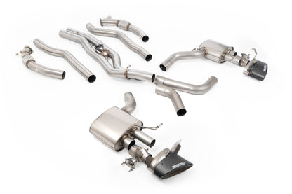 Milltek 80mm Non-Resonated Signature Series Axle-Back Exhaust | Audi RS6 RS7 C8 - Carbon Oval Tips